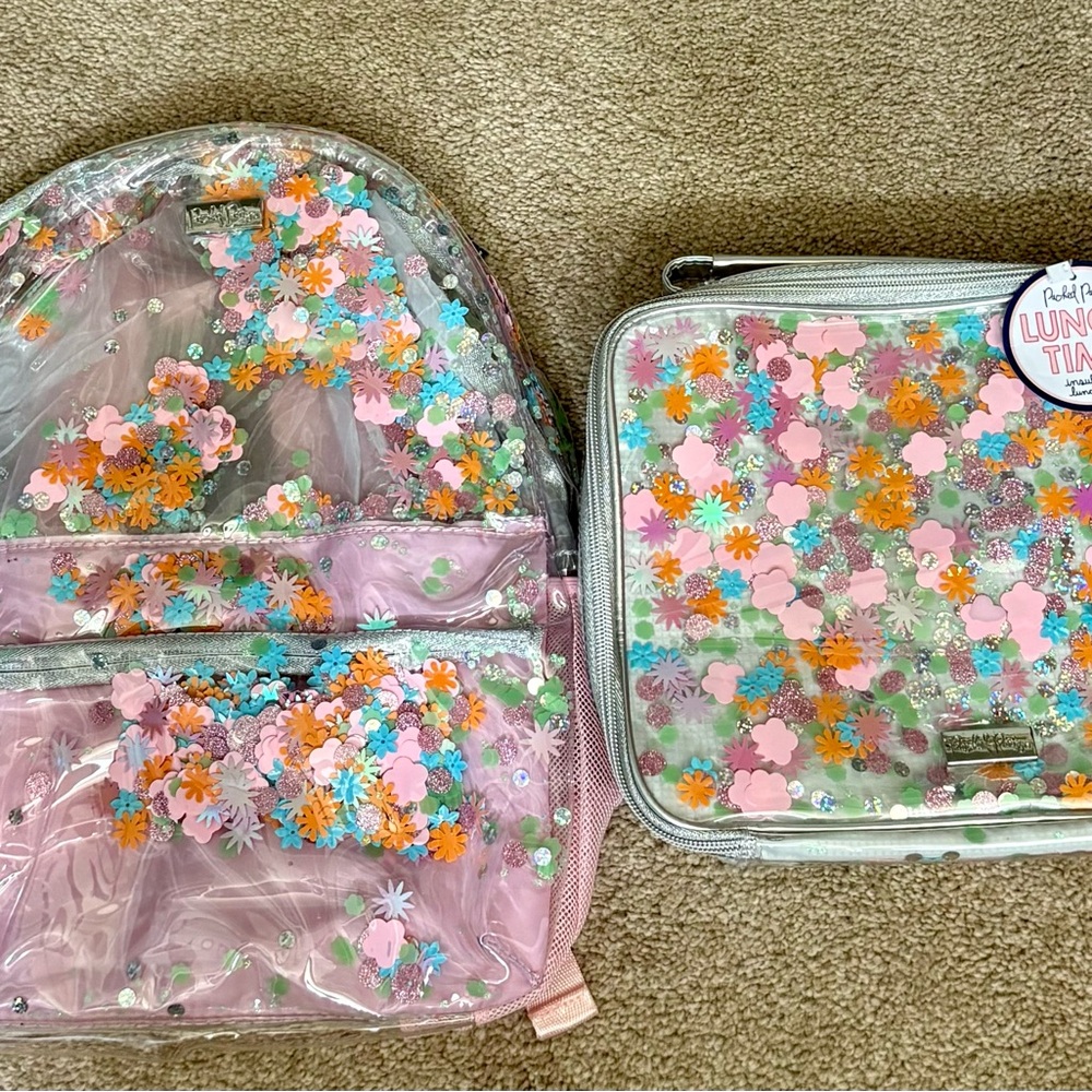 Packed Party Flower Shop Confetti Matching Backpack & Lunch Box Set